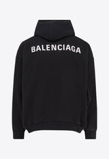 Balenciaga Logo Print Hooded Sweatshirt Black 767877TRVJ31569_FADED BLACK/WHITE_29846522
