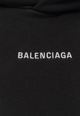 Balenciaga Logo Print Hooded Sweatshirt Black 767877TRVJ31569_FADED BLACK/WHITE_29846522