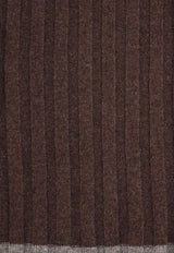 Brunello Cucinelli Cashmere Ribbed Scarf Brown M2240819CP000_MORO GRIGIO SCURO_30005202