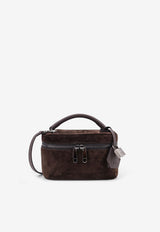 Brunello Cucinelli Suede Shoulder Bag with Padlock Brown MBDLD2629C7284_Corvino_29845009
