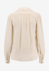 Elisabetta Franchi V-neck Chain-Embellished Shirt Cream CA12356E2DZ9_Milk_29842726