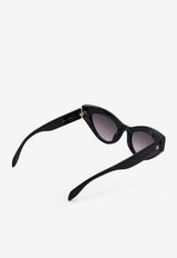 Alexander McQueen Stud Cat-Eye Sunglasses Gray 736854J0749_1053_Black_29900326