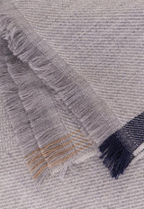Brunello Cucinelli Cashmere and Wool Scarf with Label Gray MSC665ORCH028_GRIGIO PERLA/MARINA/TORTORA_30004990