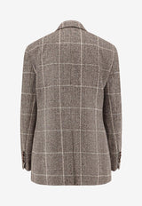 Brunello Cucinelli Prince of Wales Double-Breasted Blazer Brown MV4037053C011_Brown_29842336
