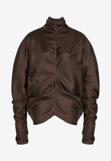 The Row Miles Sculptural Draped Silk Top Brown 10206W4178/R_THERO-TAU