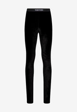 Tom Ford Logo-Waistband Velvet Leggings Black PAJ121JEX065LB999_Black_29841711