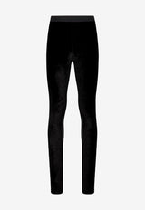 Tom Ford Logo-Waistband Velvet Leggings Black PAJ121JEX065LB999_Black_29841711