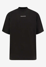 Balenciaga Embroidered Logo T-shirt Black 764235TPVK11569_FADED BLACK/WHITE_29841944