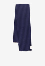 Brunello Cucinelli Ribbed Cashmere Scarf Navy M2240819CA058_DEEP BLUE_30005186