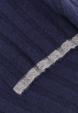 Brunello Cucinelli Ribbed Cashmere Scarf Navy M2240819CA058_DEEP BLUE_30005186