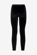 Tom Ford Logo-Waistband Velvet Leggings Blue PAJ121JEX065HB593_Blue_29848695