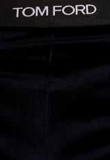 Tom Ford Logo-Waistband Velvet Leggings Blue PAJ121JEX065HB593_Blue_29848695