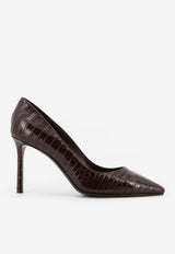 Jimmy Choo Romy 85 Croc-Embossed Leather Pumps Brown ROMY85CCLCHOCOLATE_Brown_29839580