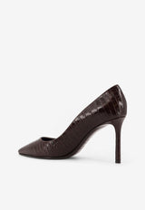 Jimmy Choo Romy 85 Croc-Embossed Leather Pumps Brown ROMY85CCLCHOCOLATE_Brown_29839580