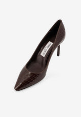 Jimmy Choo Romy 85 Croc-Embossed Leather Pumps Brown ROMY85CCLCHOCOLATE_Brown_29839580