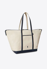 Polo Ralph Lauren Embroidered Logo Canvas Tote Bag Ecru 428973072002_ECRU NAVY_29844299