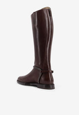 Brunello Cucinelli Monili Embellished Knee-High Leather Boots Brown MZORC3118C8279_TESTA MORO_29843650
