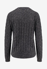 Brunello Cucinelli Cable Knit V-neck Sweater Gray MPG731302PC3595_Grey_29845204