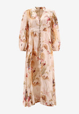 Zimmermann Ascension Plunge Linen Midi Dress Multicolor 5146DSS253CRMPLMFLO_Cream Palm Floral_29842600