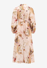 Zimmermann Ascension Plunge Linen Midi Dress Multicolor 5146DSS253CRMPLMFLO_Cream Palm Floral_29842600