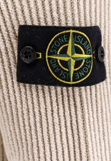 Stone Island Mock-Neck Ribbed Knit Sweater Cream K2S155100023S00L7V0093_White_29844317