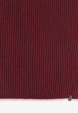 Brunello Cucinelli Cashmere Ribbed Scarf Maroon M12504989CGU01_AMARANTO+BEIGE_29842737