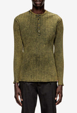 Diesel T-Ally Ribbed Knit Long-Sleeved T-shirt Green A199460DCCB5EU_Green_29840783