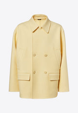 Fendi Double-Breasted Wool Pea Coat Yellow FW1415AOYAF0QJ6_Beige_29851754