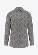 Dolce & Gabbana Printed Silk Martini Buttoned Shirt Gray G5MM4TIS1ZJHA8RN_Black_29839306