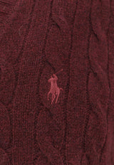 Polo Ralph Lauren Cable Knit Logo Sweater Vest Wine 710974166003_AGED WINE HEATHER_29842762