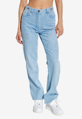 Versace Embellished High-Rise Straight-Leg Jeans 1020935 1A15348 1D190