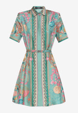 Versace Underwater Barocco Mini Shirt Dress 1021009 1A14746 5GA30