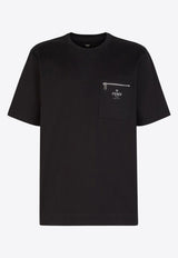 Fendi Logo Print Crewneck T-shirt Black FY0936ARYRF0QA1_Black_34276941