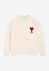 AMI PARIS Intarsia Knit Ami De Coeur Wool Sweater Cream UKS838018_154