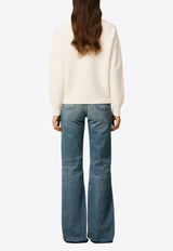 AMI PARIS Intarsia Knit Ami De Coeur Wool Sweater Cream UKS838018_154