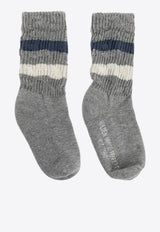 Golden Goose DB Kids Boys Distressed Stripe Ankle Socks Gray GKP00883P001107_60616