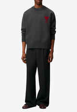 AMI PARIS Ami De Coeur Wool Sweater Gray UKS838018_084
