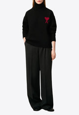 AMI PARIS Ami De Coeur Turtleneck Wool Sweater Black UKS839018_009