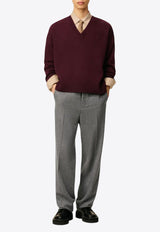 AMI PARIS Ami De Coeur V-neck Wool Sweater Burgundy UKS820KN0071_692