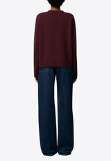 AMI PARIS Ami De Coeur V-neck Wool Sweater Burgundy UKS820KN0071_692