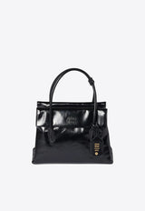 Miu Miu Solitaire Shiny Leather Top Handle Bag Black 5BA302VOWOUS0_F0002