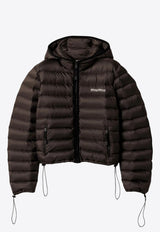 Miu Miu Logo Embroidered Down Jacket Brown ML1346SOOO1754_F0414