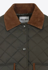 Miu Miu Quilted Bomber Jacket Khaki ML1310SOOO17OO_F0161