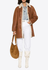 Isabel Marant Berthie Shearling and Leather Jackets Cognac MA0452FAC3A03I_50CO