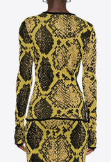 The Attico Snakeskin Intarsia Cardigan Yellow 251WCD00005KCC004AA_227