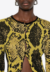 The Attico Snakeskin Intarsia Cardigan Yellow 251WCD00005KCC004AA_227