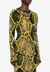 The Attico Snakeskin Intarsia Cardigan Yellow 251WCD00005KCC004AA_227
