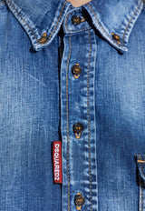 Dsquared2 Washed Denim Mini Shirt Dress Blue S75CV0949S30341_470