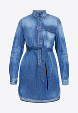 Dsquared2 Washed Denim Mini Shirt Dress Blue S75CV0949S30341_470