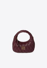 Miu Miu Small Wander Matelassé Leather Hobo Bag Burgundy 5BC125VOOYAN88_F0007